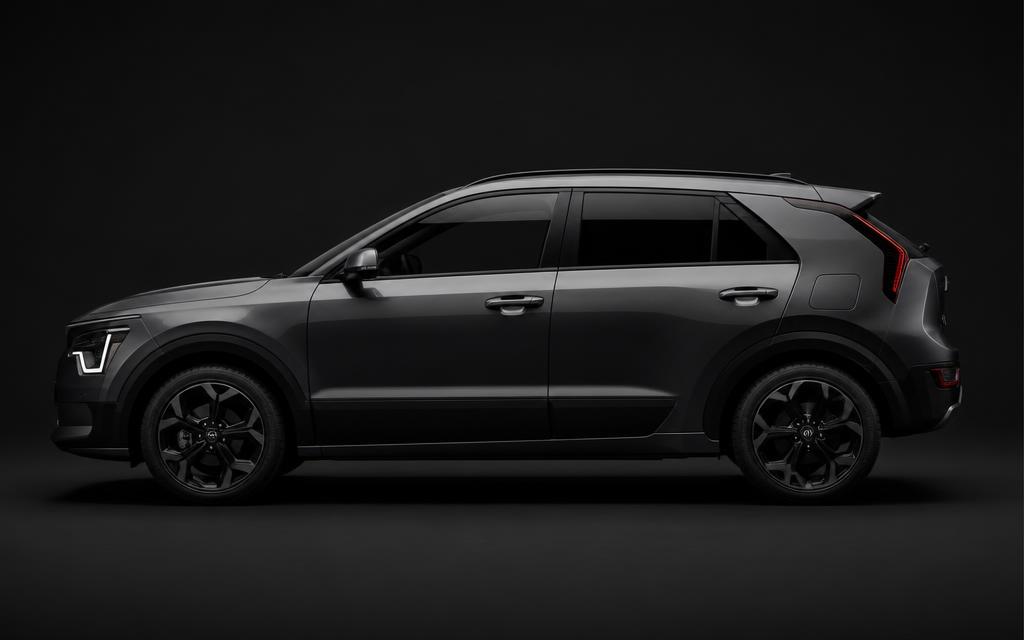 Kia Niro in antracietgrijs, zijaanzicht